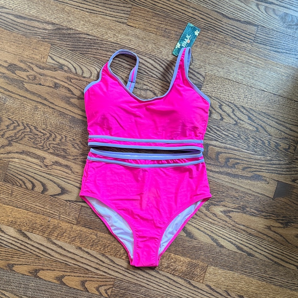 NWT Hot Pink High Waisted Swimsuit